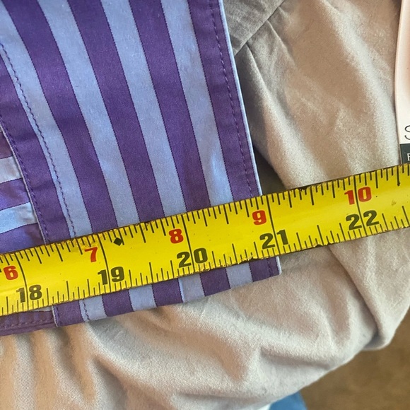 Mens Bugatchi button down shirt Purple blue stripes size large shape fit - Picture 6 of 11